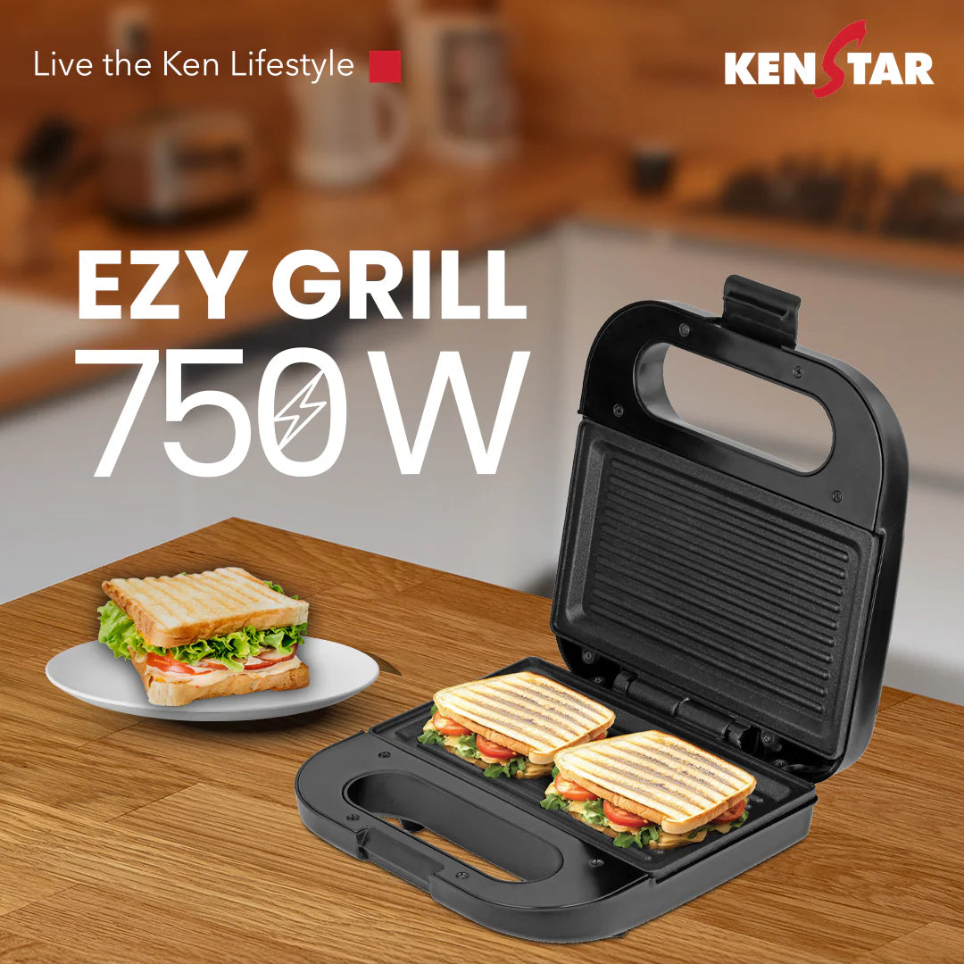 Ezy Grill Sandwich Maker– 750W, Non-Stick 2Slice Grilling Plates