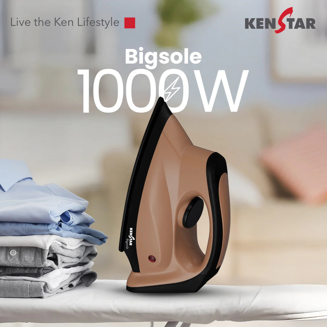 Bigsole Plastic Dry Iron – 1000W, Large Soleplate