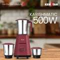 Karishmatic Wine Red 500W, 3 Jar, Mixer Grinder
