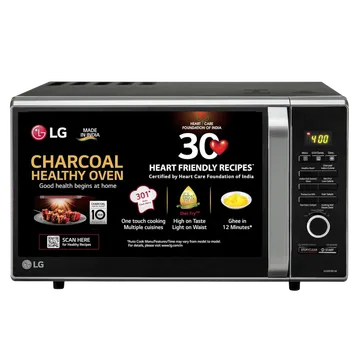 LG 28 L 360 Degree Motorised Rotisserie & Charcoal Lighting Heater with 10 years warranty Convection Microwave Oven (MJ2887BFUM, Black)