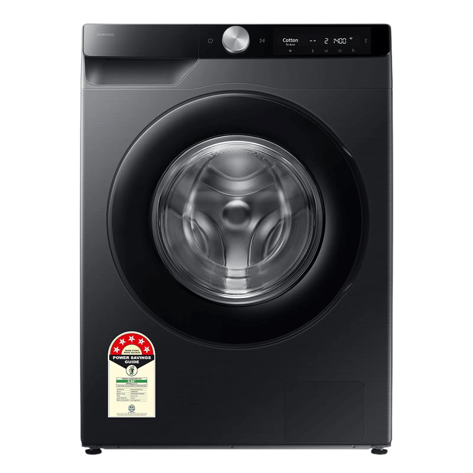 SAMSUNG 9 kg 5 Star Wi-Fi Inverter Fully Automatic Front Load Washing Machine (WW90DG6U24ABTL, Bubble Technology, Black)