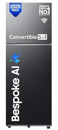 Samsung Smart Choice 467 L, 3 Star, Convertible 5-in-1, Digital Inverter, Frost Free Double Door, Bespoke AI WiFi Enabled Refrigerator (RT80F51C3KHL, Luxe Black)