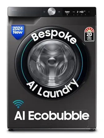 Samsung 12 kg, 5star, AI Control, Super Speed, Wi-Fi, Hygiene Steam with Inbuilt Heater, Digital Inverter, Fully-Automatic Front Load Washing Machine (WW12DG6B24AXTL, Inox)