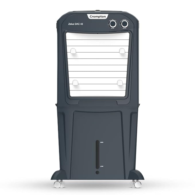 Crompton Zelus DAC Desert Air Cooler- 43L, with Everlast Pump, 4-Way Air Deflection and Honeycomb Pads, Grey, (ACGC-ZELUSDAC43)