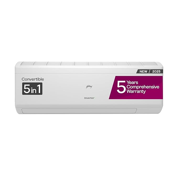 Godrej 2 Ton 3 Star, 5 Years Comprehensive Warranty, AI Powered, 5-In-1 Convertible Cooling, Self Clean Inverter Split AC (Copper, 2025 Model, Heavy Duty Cooling At 52 °C, SIC 24ITC3 WZR/WZS, White)