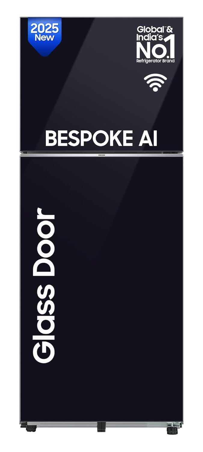 Samsung 419 L, 2 Star, Digital Inverter, Frost Free Double Door, WiFi Enabled Bespoke AI Refrigerator (RT45DB6A4B22HL, Clean Black)