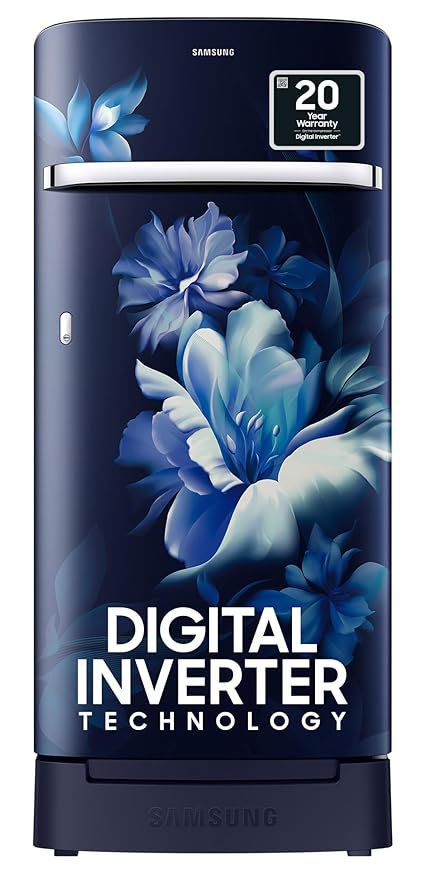 Samsung 189L 5 Star, Inverter, Direct-Cool Single Door Refrigerator (RR21C2H25UZ/HL,Midnight Blossom Blue) Base Stand Drawer