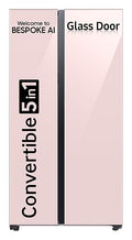 Samsung 653 L, 3 Star, Bespoke AI, Glass Door, Frost Free, Double Door, Convertible 5-in-1 Digital Inverter, Side By Side Smart Refrigerator with Auto Open Door (RS76CB81A3P0HL, Clean Pink)
