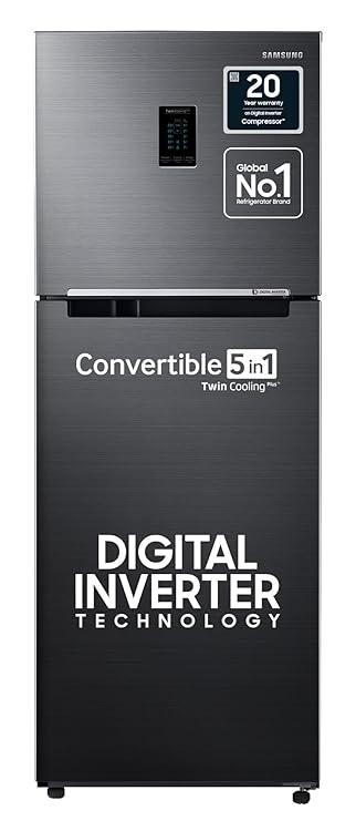 Samsung 301L 3 Star Convertible 5 In 1 Digital Inverter Frost-Free Double Door Refrigerator Appliance (RT34C4523BX/HL,Luxe Black)