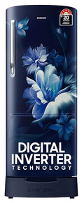 Samsung 183 L, 5 Star, Digital Inverter, Direct-Cool Single Door Refrigerator (RR20D2825UZ/NL, Midnight Blossom Blue, Base Stand Drawer)