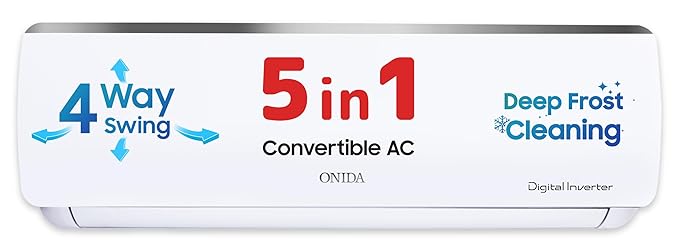 ONIDA 2 Ton 3 Star Inverter Split AC (Copper, AI, Convertible 5-in-1 Cooling, 4 Way Swing, Deep Cleaning, IR243RGS, White)