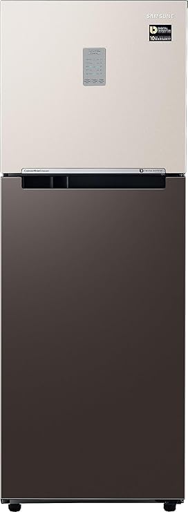 Samsung 236 L, 2 Star, Bespoke Convertible, Digital Inverter with Display, Frost Free Double Door Refrigerator (RT28CB732C7/HL, Beige & Charcoal)