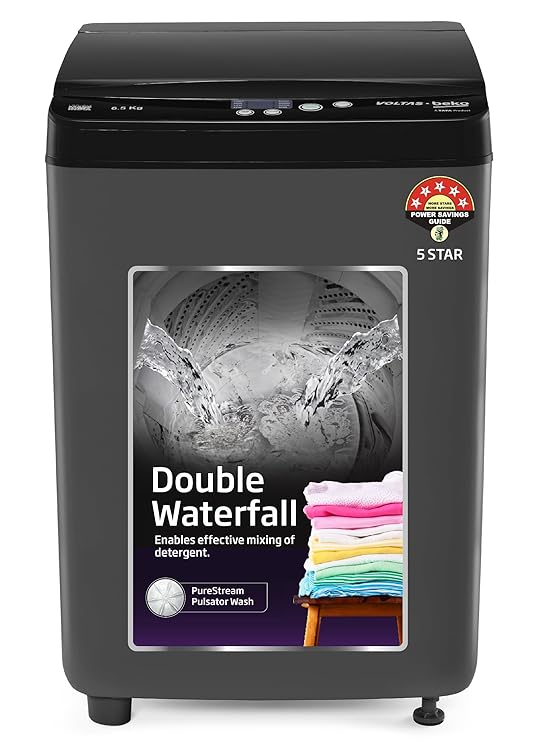 Voltas Beko WTL6504UEA/BPB 6.5 kg Fully Automatic Top Load Washing Machine Jet Black