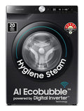 Samsung 8 kg, 5 star, Eco Bubble Technology, AI Control, Wi-Fi, Fully-Automatic Front Load Washing Machine (WW80T504DAB1TL, Hygiene Steam, Black Caviar, Awarded as Washing Machine Brand of the year)