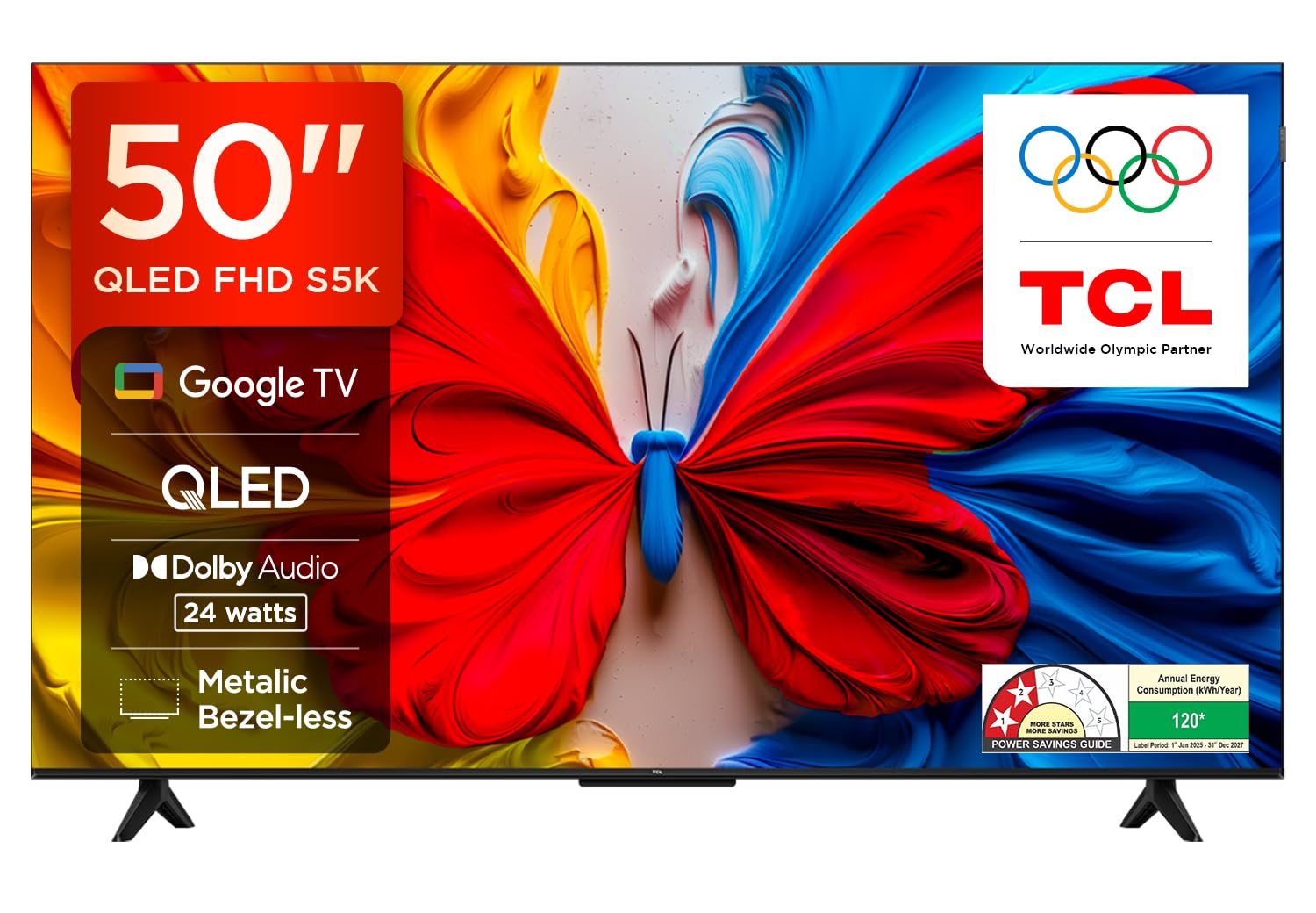 TCL 126 cm (50 inches) Metallic Bezel-Less, FHD Smart QLED Google TV 50S5K