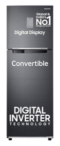 Samsung 256 L, 3 Star, Convertible, Digital Inverter with Display Frost Free Double Door Refrigerator (RT30C3733BX/HL, Luxe Black)
