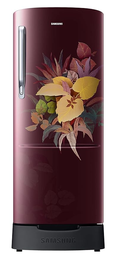 Samsung 183 L, 3 Star, Digital Inverter, Direct-Cool Single Door Refrigerator (C,RR20C1823VF/HL Red, Tropical Purple, Base Stand Drawer)
