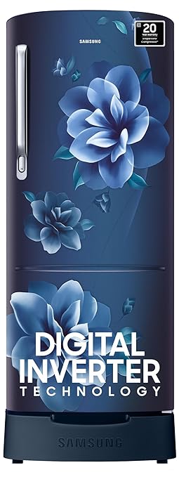 Samsung 223L 3 Star Inverter Direct-Cool Single Door Refrigerator Appliance (RR24C2823CU/NL,Camellia Blue) Base Stand Drawer