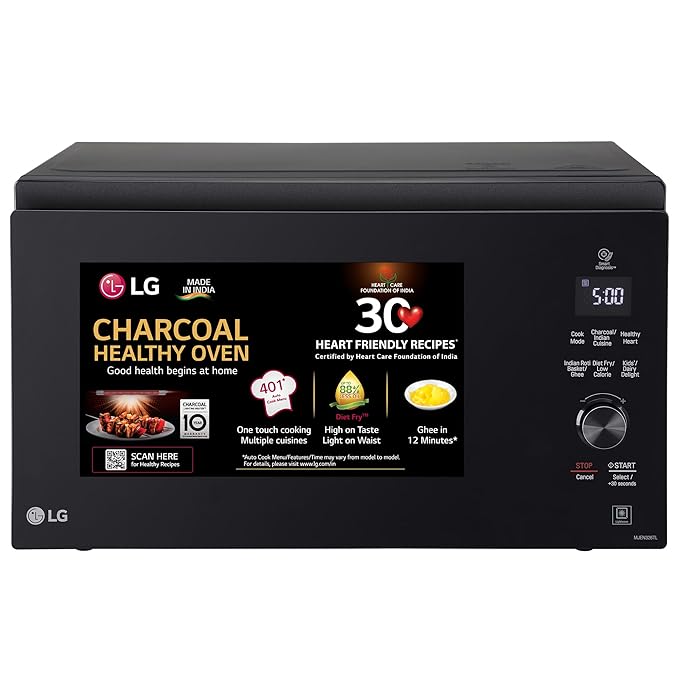 LG 32 L Diet Fry and Stainless Steel Cavity More Hygienic More Durable, Charcoal Convection Microwave Oven (MJEN326TL, Black)