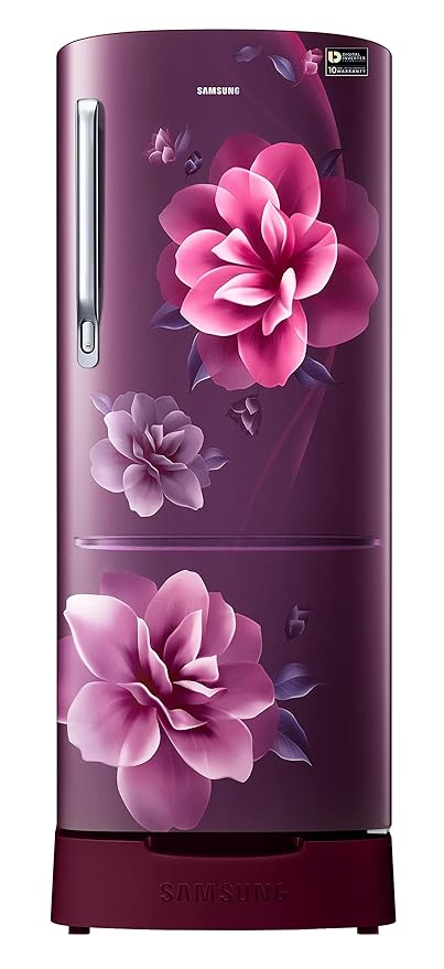 Samsung 183 L, 3 Star, Digital Inverter, Direct-Cool Single Door Refrigerator (RR20C1823CR/HL, Red, Camellia Purple, Base Stand Drawer)