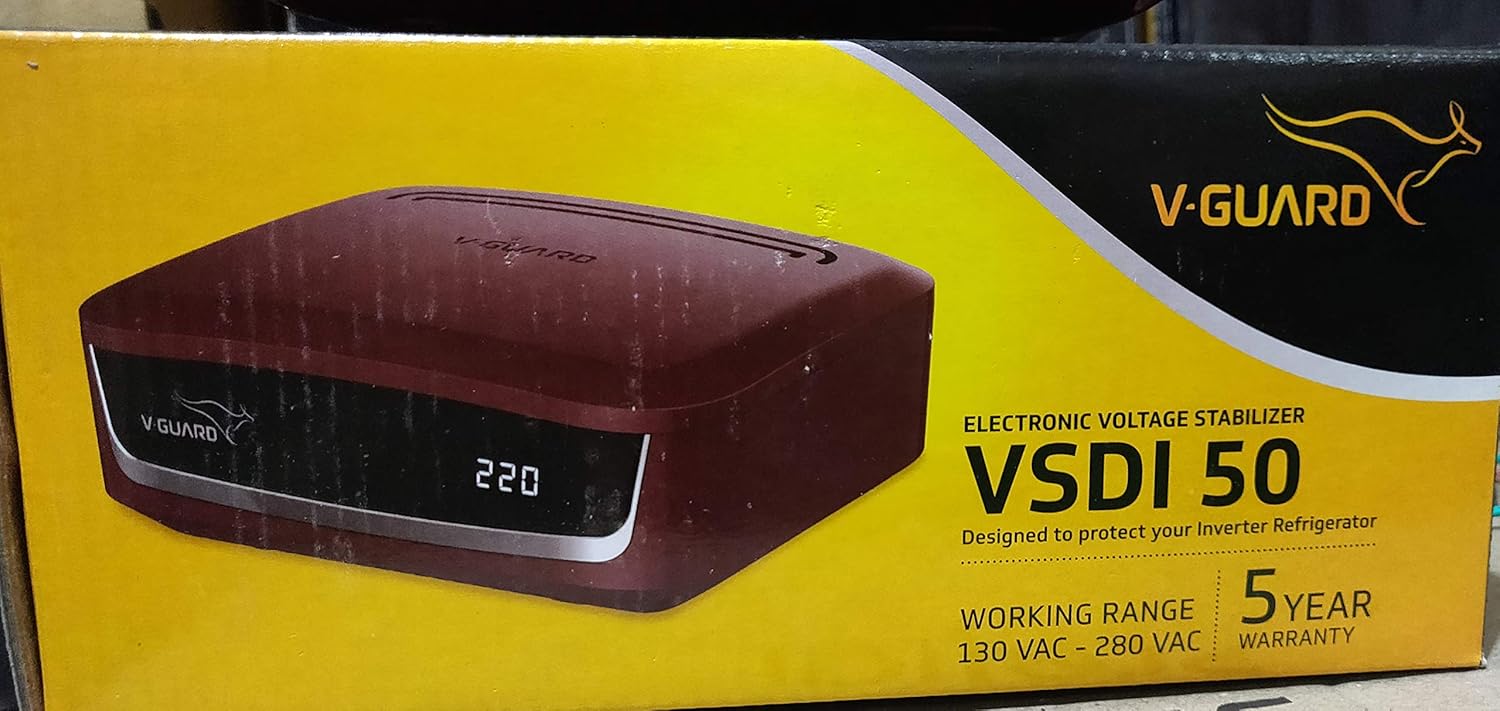 V-Guard VSDI 50 Digital Volt. Stab. for Refrigerator,Red, Cherry
