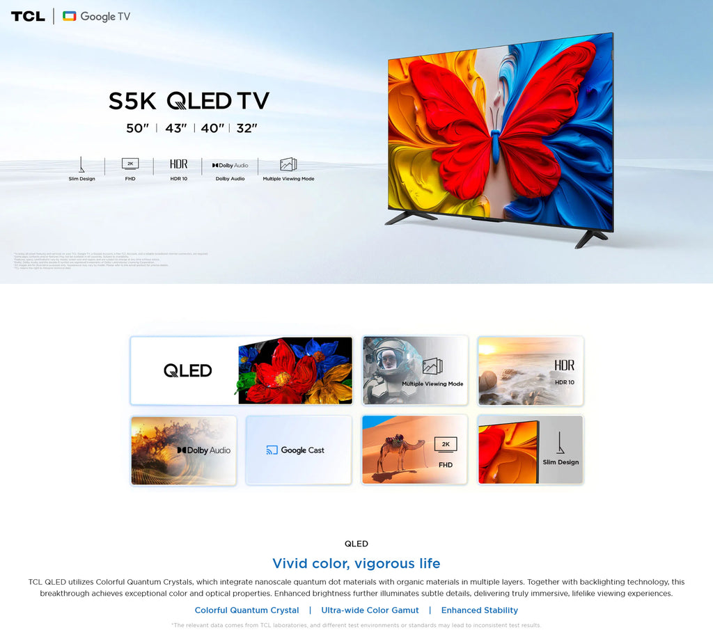 TCL S5K QLED Full HD Smart Google TV 2025