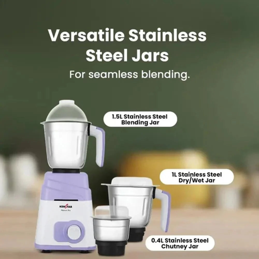 Kenstar MAXXO PRO 5Y Mixer Grinder 750 W Mixer Grinder (KMMXP77B3SR1-DAR | 3 Jars | Light Blue & White)
