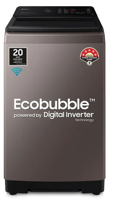 Samsung 8 Kg '5-star Ecobubble™ Wi-Fi Inverter Fully-Automatic Top Load Washing Machine Appliance (WA80BG4546BRTL, Rose Brown), Bubble Storm & Super Speed Technology