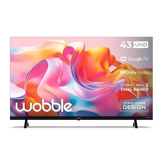 Wobble K Series 108 cm (43 inch) Full HD LED Smart Google TV 2025 Edition with FSE HDR10| 30W Dolby Audio| Zero-Frame Design (WB43FDAGU2841D25)